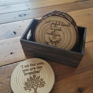 Inspirational wooden Coaster Set of 4